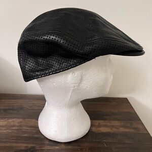Vintage leather Harley Davidson Black Leather Newsboy Cap XL